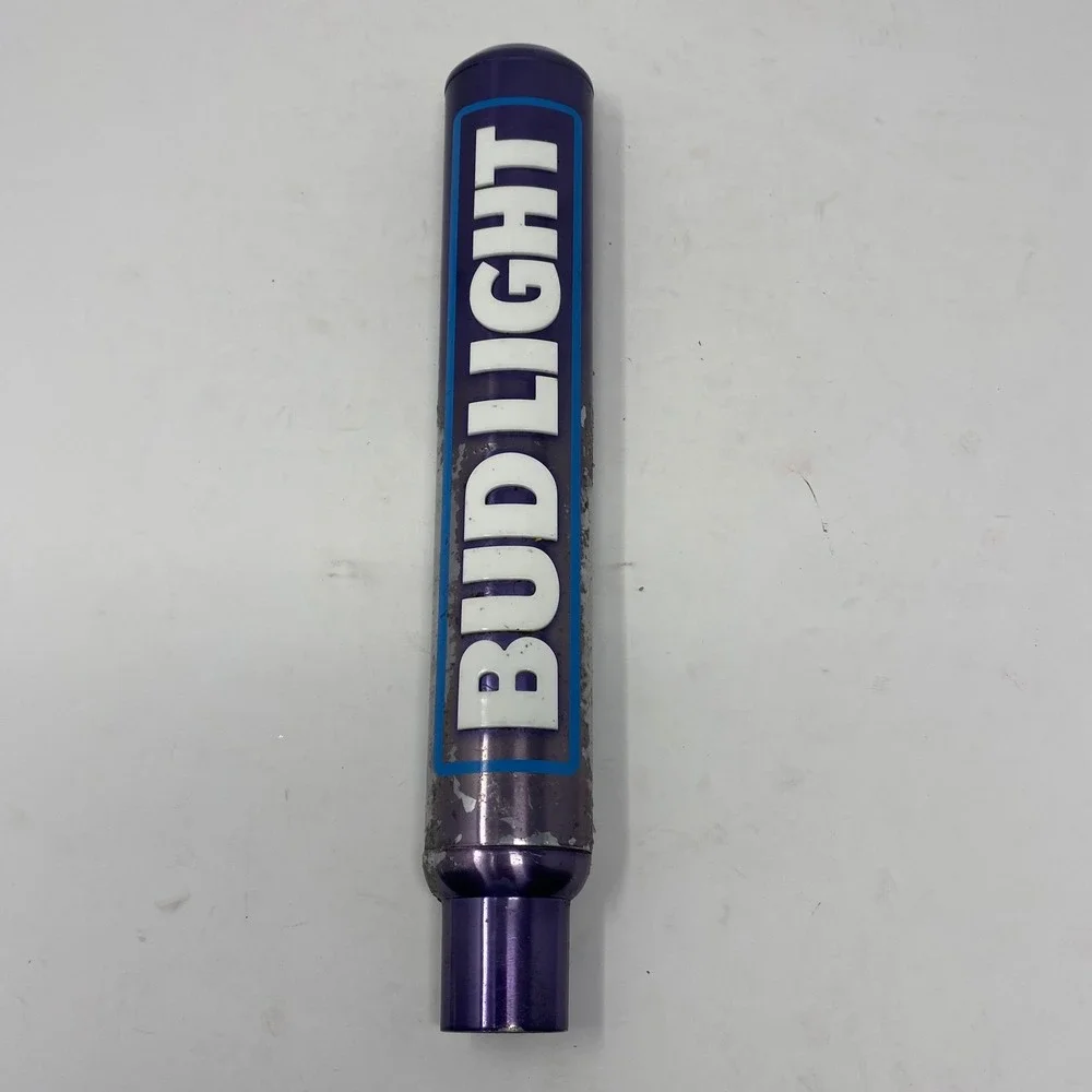 Bud Light Beer Tap Handle Purple Metallic White Raised Lettering Breweriana Bar